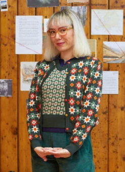 Vera - Green Patchwork Jacquard Cardigan -Palava Sale Store vera jacquard patchwork 7