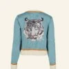 Vera Cardigan - Mineral Blue Arctic Embroidered Tiger