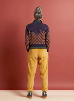 Vera Jacquard Cardigan - Navy Slide -Palava Sale Store vera navy cardigan colourful stripes 4