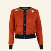 Vera Cardigan - Embroidered Puffin Rust
