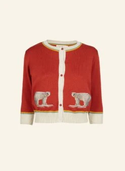 Vera Embroidered Cardigan - Rust Polar Bear