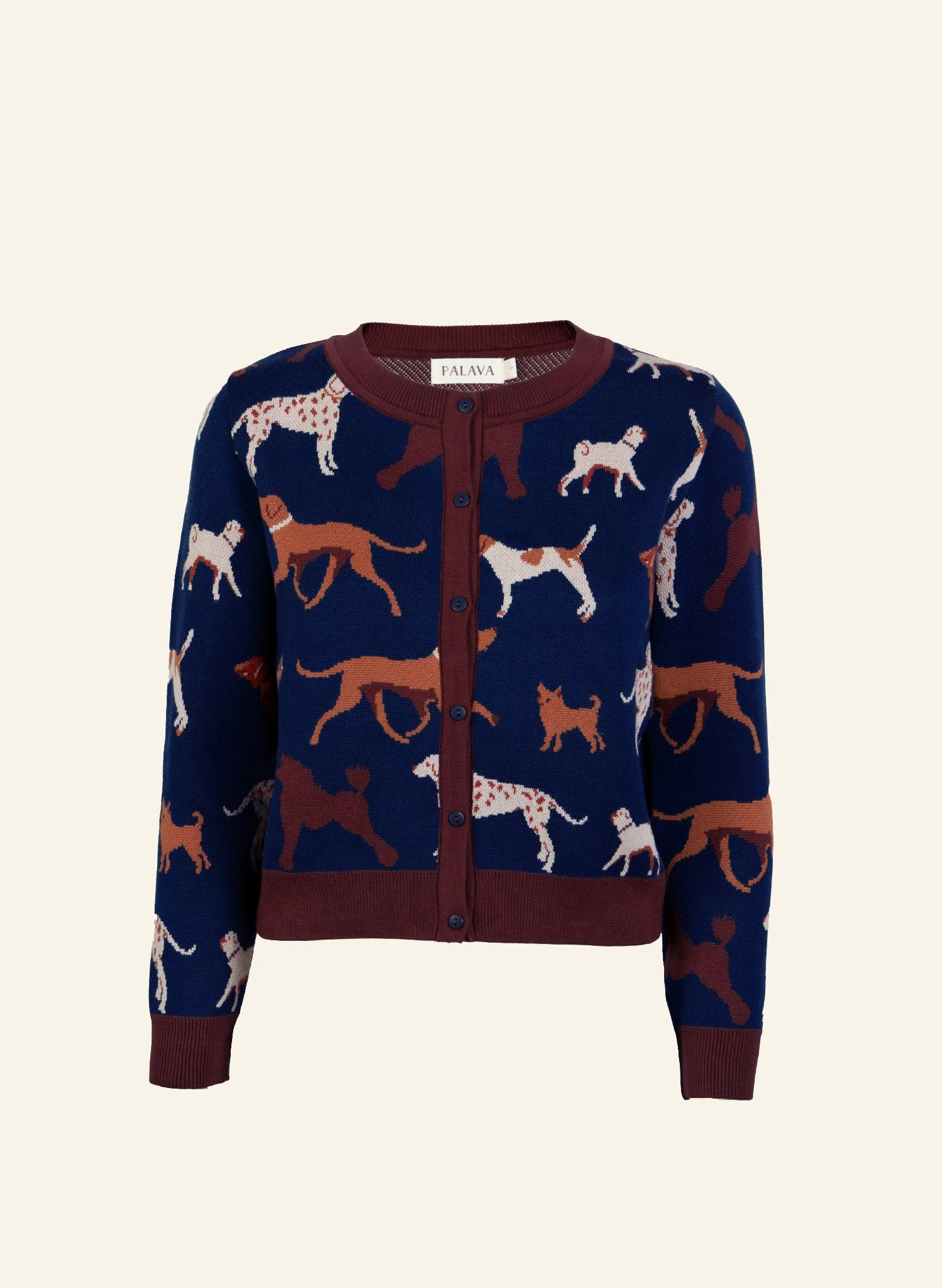 Vera Jacquard Cardigan - Navy Woof 1 Vera Jacquard Cardigan - Navy Woof
